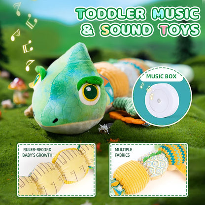 Tummy Time Toys 0-24 Months Baby Musical Stuffed Animal Infant Ruler Design Rattle and Multi-Textures Newborn Toys for Babies