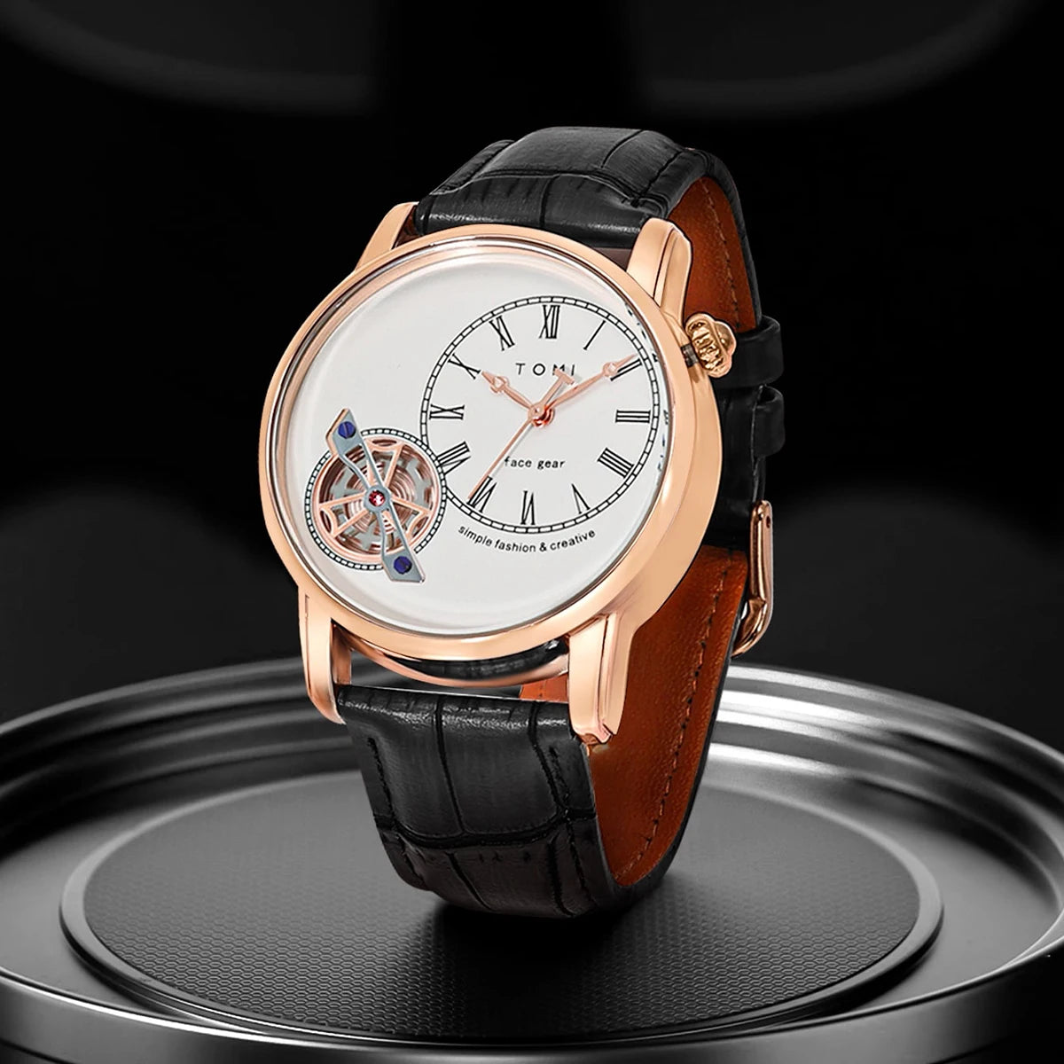 TOMI Set Gift Box Luxury and Fashionable Men's Quartz Watch Leisure Calendar Double Strap Quartz Watch Festival Gift