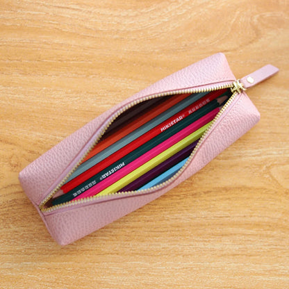 Custom Name Cow Leather Pencil Case Luxury Zipper Business Office Storage Bag Student Pen Bag Personalized Cosmetic Bags Gift