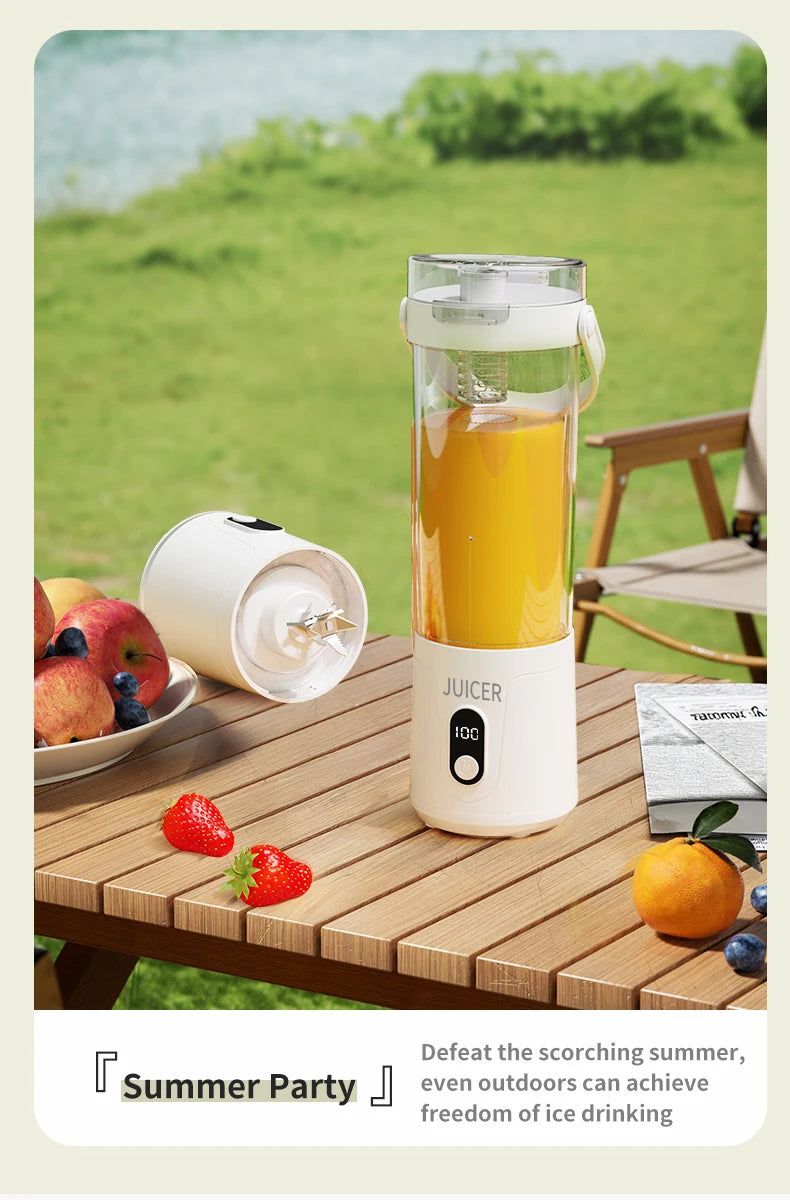 Portable 600ML Juicer Cup 12 Blades for Shakes Smoothies Rechargeable USB Traveling Fruit Juicer Double Cup Fruit Blender