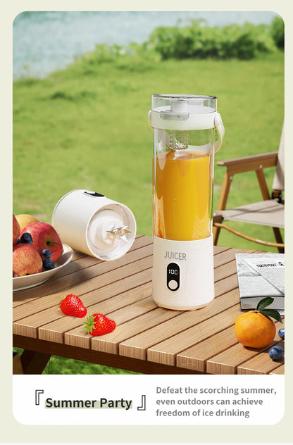 Portable 600ML Juicer Cup 12 Blades for Shakes Smoothies Rechargeable USB Traveling Fruit Juicer Double Cup Fruit Blender