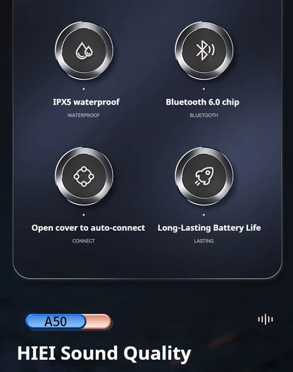 A50 AI Real Time Translation Earbuds 164 Languages Bluetooth 6.0 Wireless Smart Touch Control Clear Call Headphones