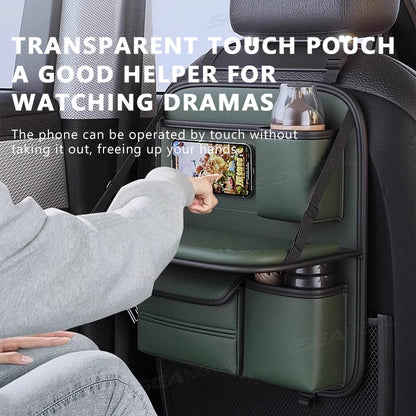 SEAMETAL Car Seat Back Storage Bag Large Capacity Multi-Pocket Backseat Organizer Foldable Dining Table Tablet Tray Hanging Bag