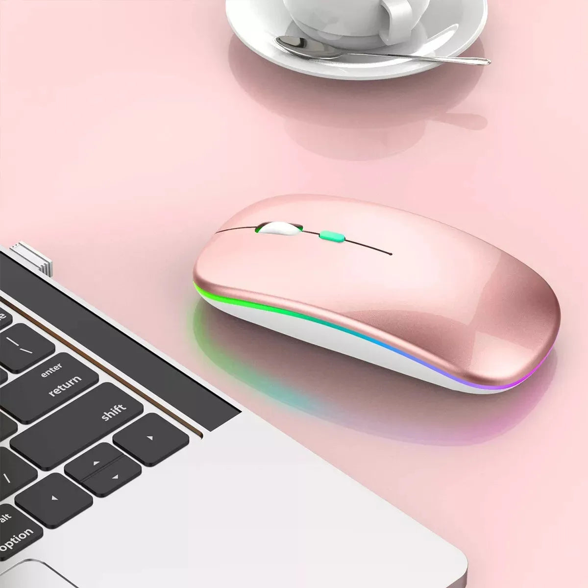 Rechargeable Wireless Mouse Bluetooth-compatible 2.4GHz Dual Modes Computer Mice with Nano Receiver for PC Laptop Macbook