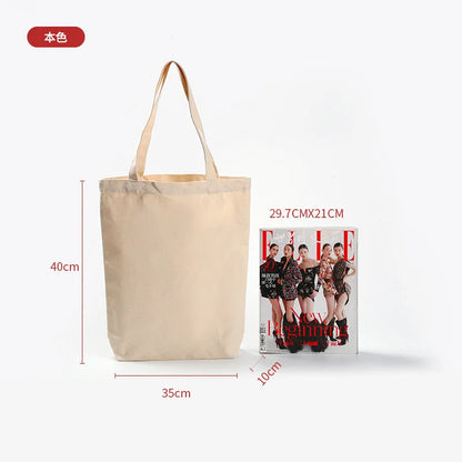 Wholesale 50pcs/Lot Reusable Canvas Tote Bags Custom Logo Shopping Bags Bulk Promotional Eco-Friendly Cotton Grocery Bags