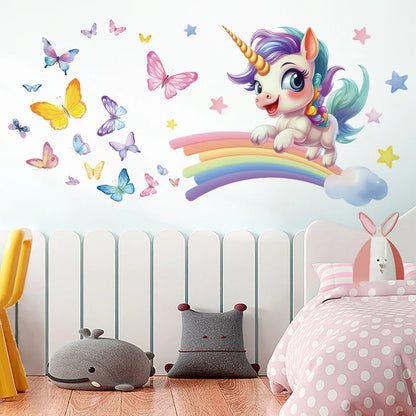 Unicorn Vinyl Child Wall Sticker For Baby Room Decoration Bedroom Accessories Furniture Sticker Adhesive Wallpaper Wall Decor