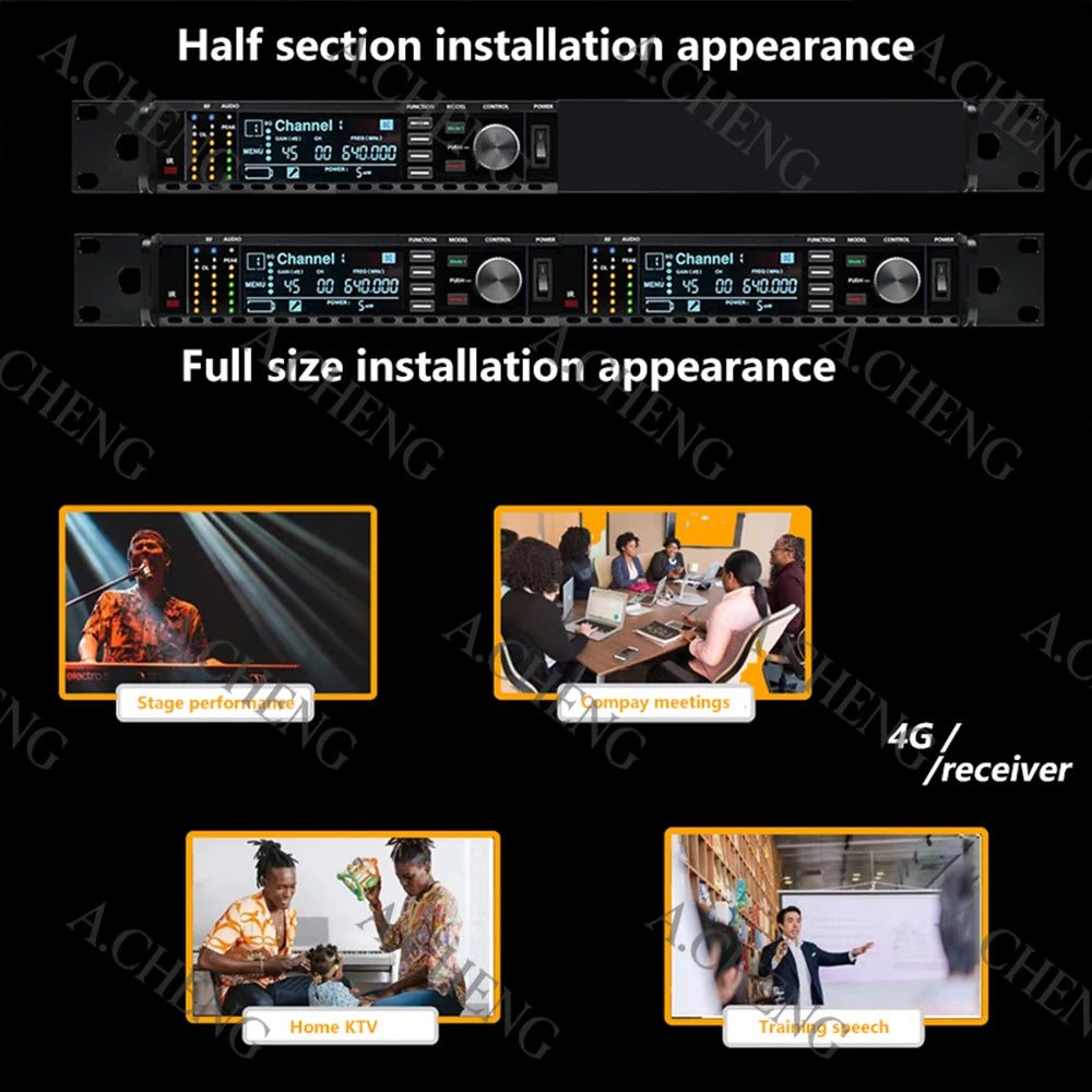 A.CHENG AD4G ksm11 Wireless Microphone System, High Quality Equipment, UHF, Professional, For Stage Performances, Long Distance