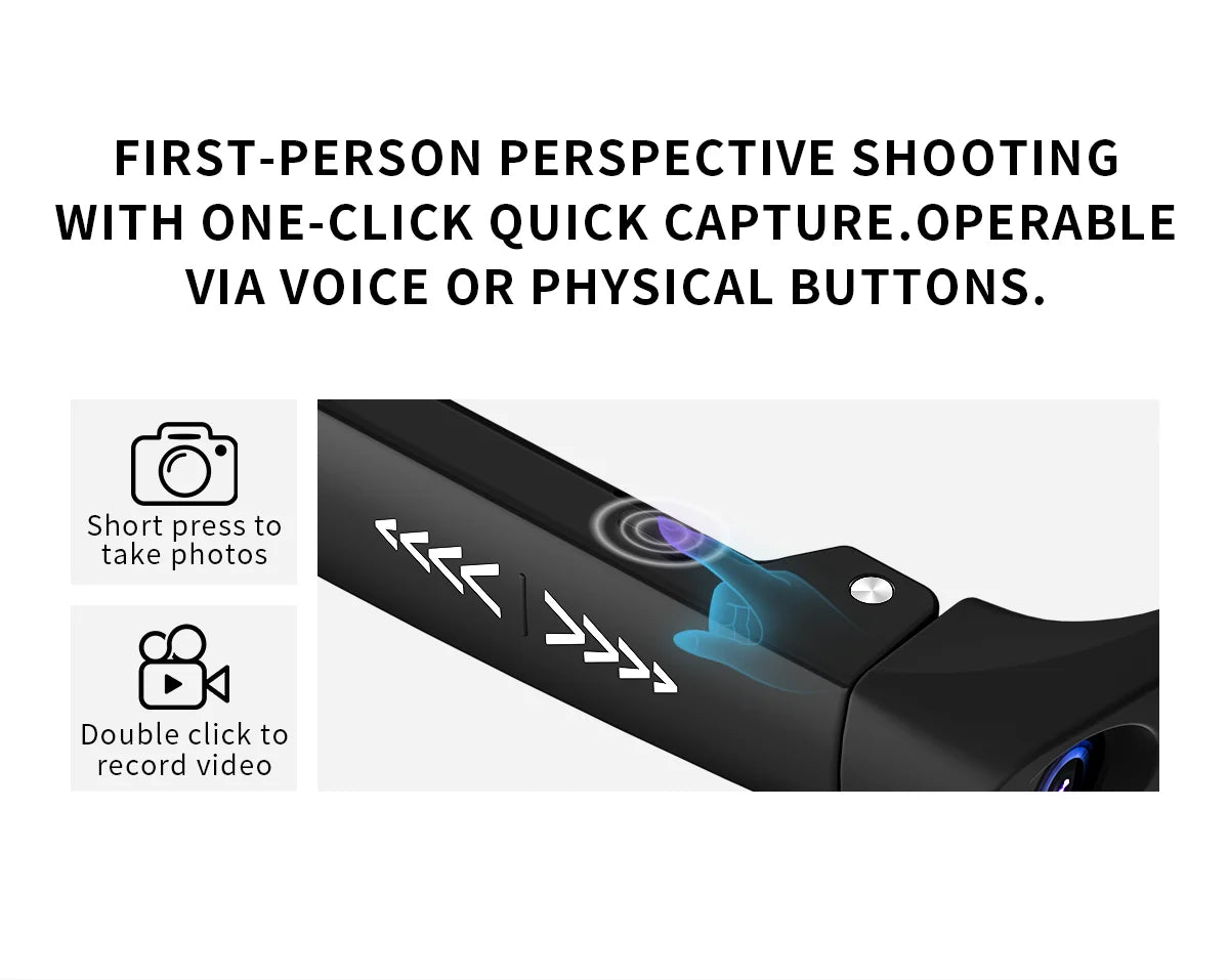 CY03 AI Smart Glasses with Camera 1600x1200 Video Recording Open-Ear Bluetooth 5.3 Headphones Real-time Translation Touch Contro