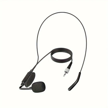 Headset microphone with noise-canceling earpiece, compatible with belt-pack transmitter, ideal for teaching and conferences.