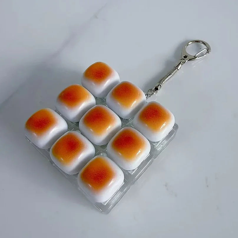 Caramel Bread Stress Relief Keychain Keyboard Button Keycap Backpack Pendant for Student Office Adult 1PC