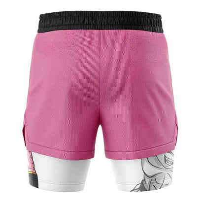 2026 Summer Dragon Ball Z Kid Buu Majin Mark 2-in-1 Double Layer Gym Shorts, Oversized Men's Fitness Retro Streetwear Unisex Y2k