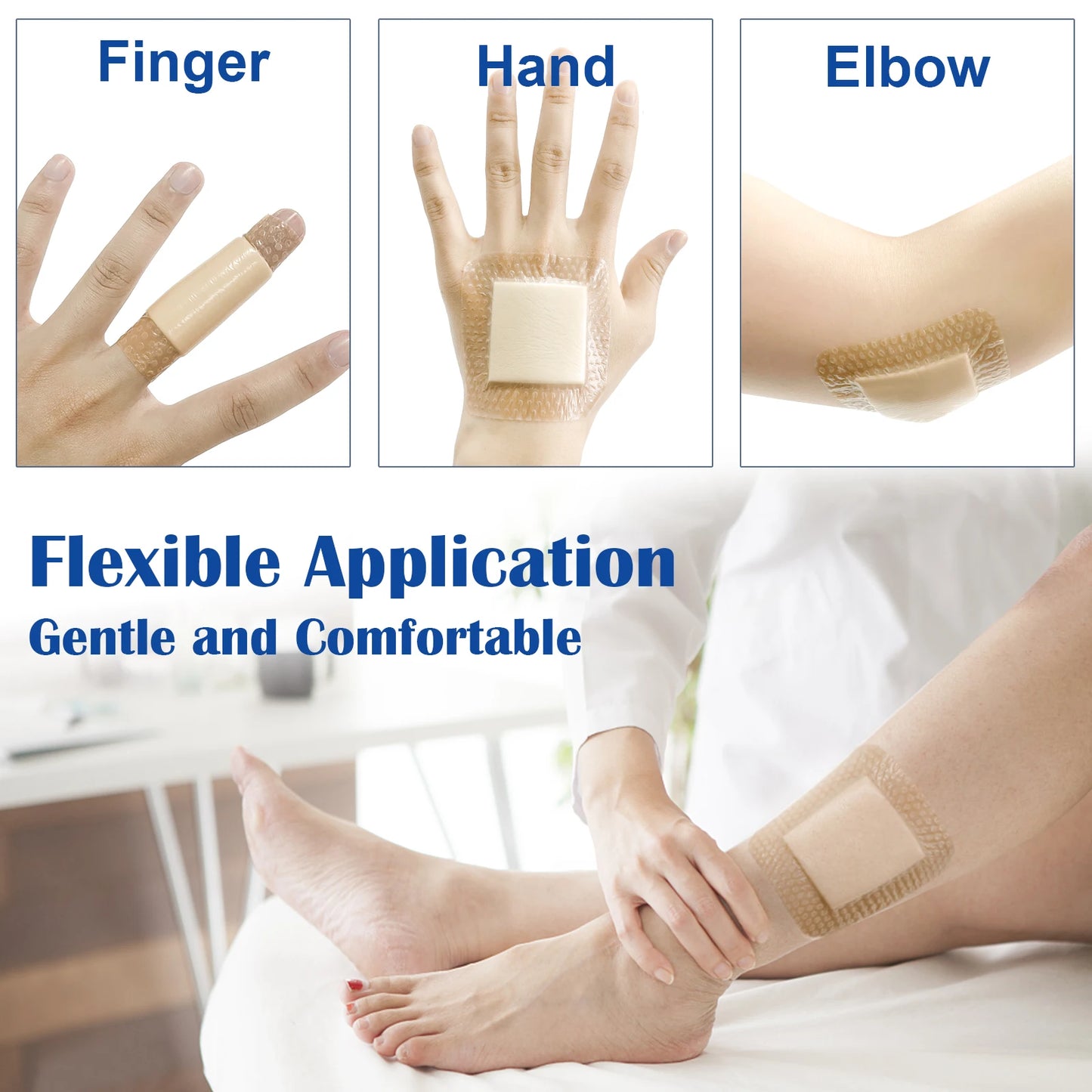 10pcs 3"x3"Silicone Foam Dressing Waterproof and High Absorbency Wound Bandage,Silicone Foam Border Pad for Wound Care