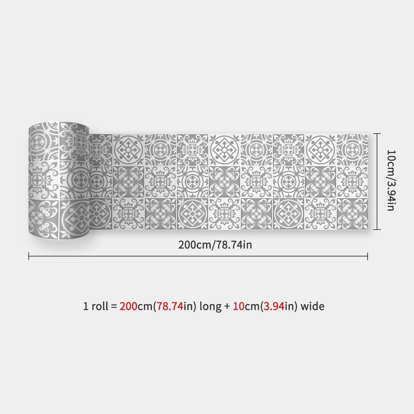 10x200cm Baseboard Sticker Moroccan Mosaic Tile Style Wall Border Sticker DIY Kitchen Bathroom Decoration Waistline Wall Sticker
