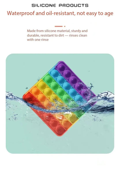 Silicone Rainbow Push Pop Toy, Round Sensory Fidget Bubble Toy, Anxiety Relief Desktop Game for Children