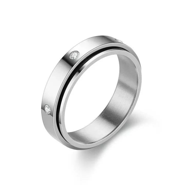 Anxiety Fidget Spinner Stainless Steel Black Rings Simple Titanium Steel Ring for Men Women High Quality Anti Stress Jewelry