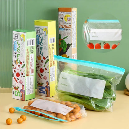 3 Sizes Food Grade Reusable Fresh Keeping Bags Zip Lock Seal Stand Up Storage Bags for Fridge Food Organization For Home Fridge