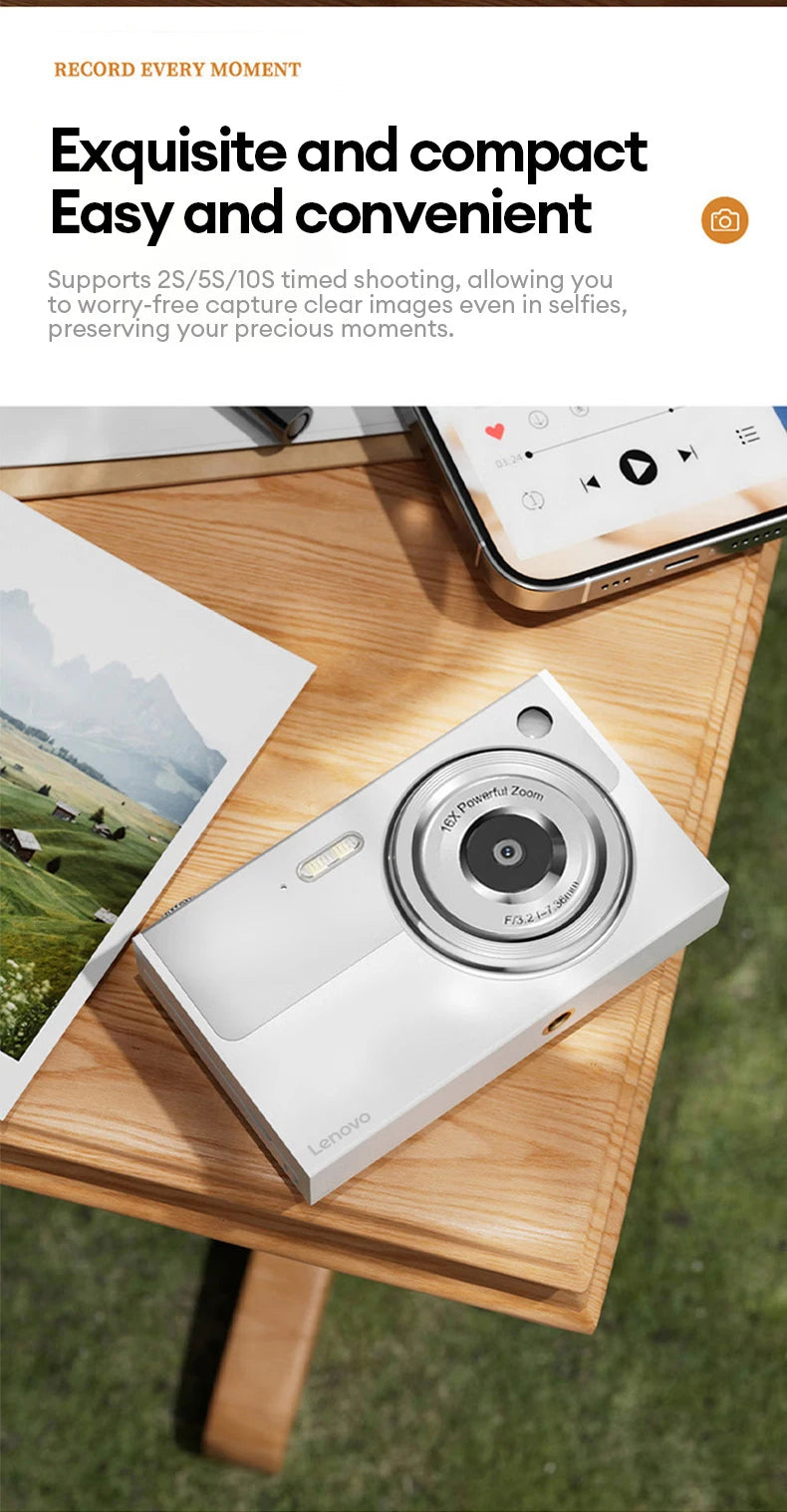 Cyfrowy Aparat Fotograficzny Lenovo 96MP 16-krotny Zoom Cyfrowy Aparat dla Studentów do Użytku Zewnętrznego Przeciwwstrząsowy Cyfrowe Wideo Autofocus z Kartą 32G XJ22