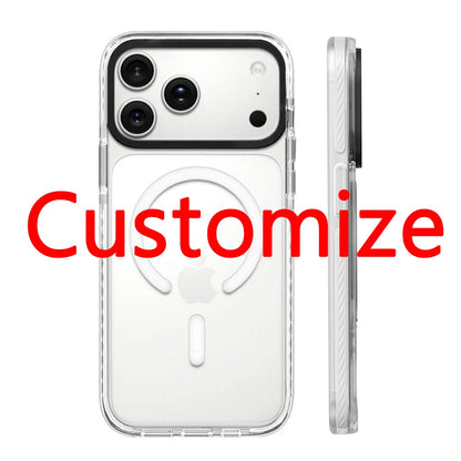 Acrylic Black Border For MagSafe Phone Case For iPhone 18 17 Pro Max 16 15 14 13 12 Pro Max Magnetic Customizable Patterns Cover