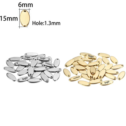 50-200pcs Custom Pendant Laser Engrave Name LOGO Stainless Steel Personalized Necklace Extend Chain Tail Tag Jewelry Charm