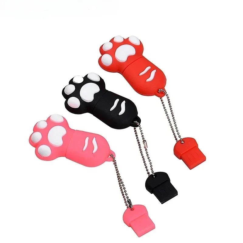 Silicone Cat Claw Cartoon USB Drive USB 2.0 Flash Drive 8GB Girl Specific Pen Driver 128GB 64GB Key Chain Memory Stick USB Stick