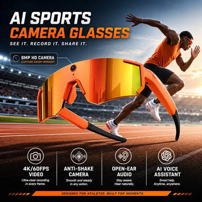Smart POV Camera Glasses 8MP HD 4K60FPS POV Video Anti-Shake Open-Ear Audio Voice Assistant Running Cycling Sunglasses Men Women
