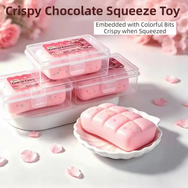 Crispy Clay Filled Chocolate Squishy Fidget Squeeze Toy Crunch Texture Stress Relief Desk Toy For Adults Anti Anxiety Hand Gift