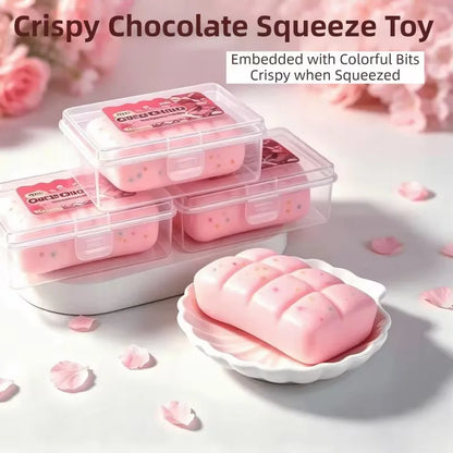 Crispy Clay Filled Chocolate Squishy Fidget Squeeze Toy Crunch Texture Stress Relief Desk Toy For Adults Anti Anxiety Hand Gift