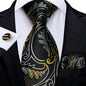 Black And Silver Paisley Floral Men's Ties Gray Blue Pink Wedding Accessories Neck Tie Set Handkerchief Cufflinks Gift For Men