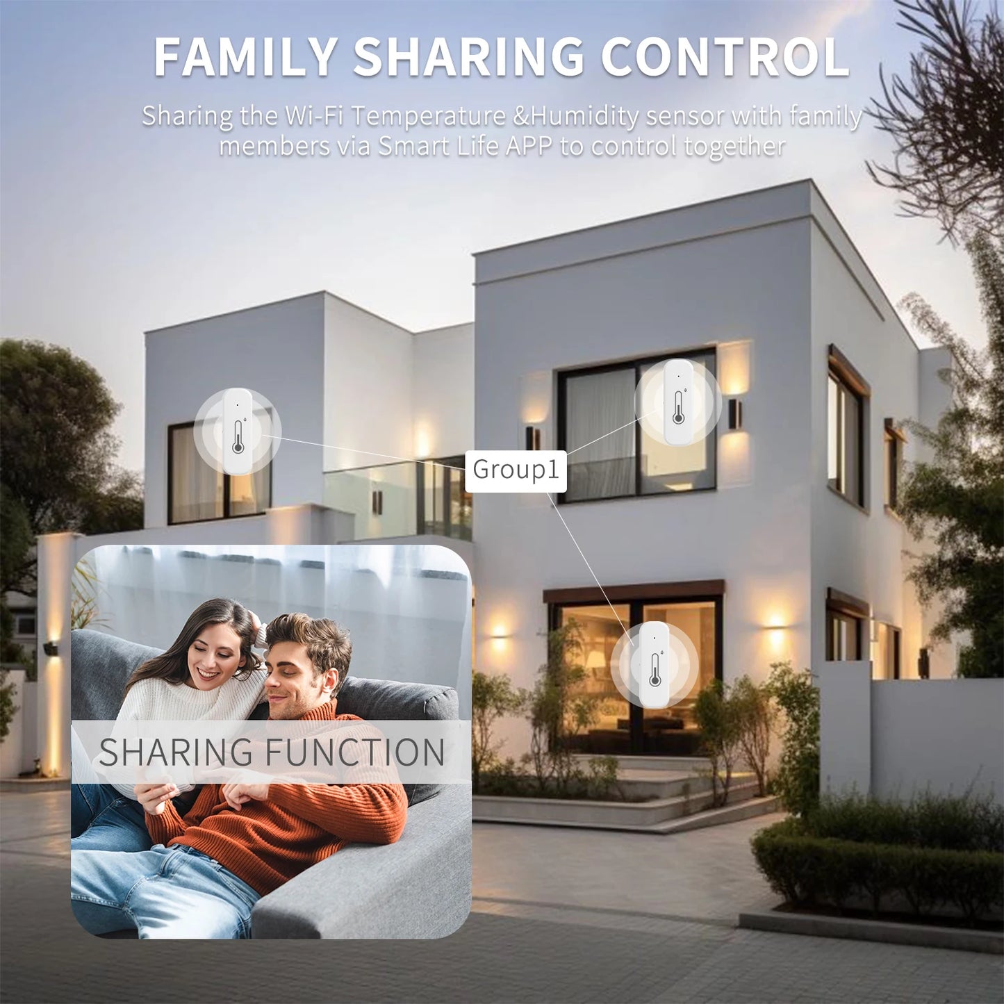 Tuya Temperature and Humidity Sensor, WiFi and Bluetooth Connectivity, Monitors Temperature Changes, Ideal for Smart Homes