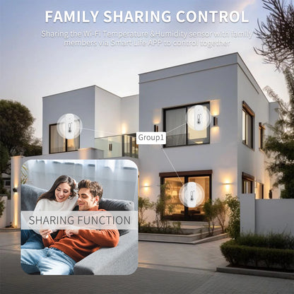 Tuya Temperature and Humidity Sensor, WiFi and Bluetooth Connectivity, Monitors Temperature Changes, Ideal for Smart Homes