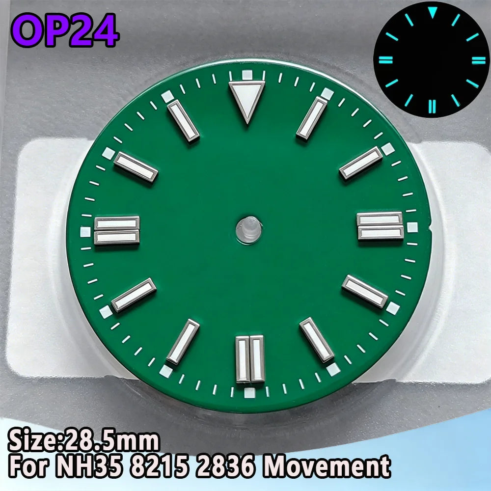 28.5mm NH35 Watch Dial Luminous Dials Single Calendar Dial Suitable For NH35 Movement Can Support DIY Dial Customization Logo