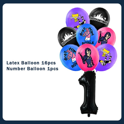 Fortnite Theme Birthday Party Decorations Shooting Game Balloon Cup Plate Tablecloth Banner Baby Shower Kid Favors Supplies Gift