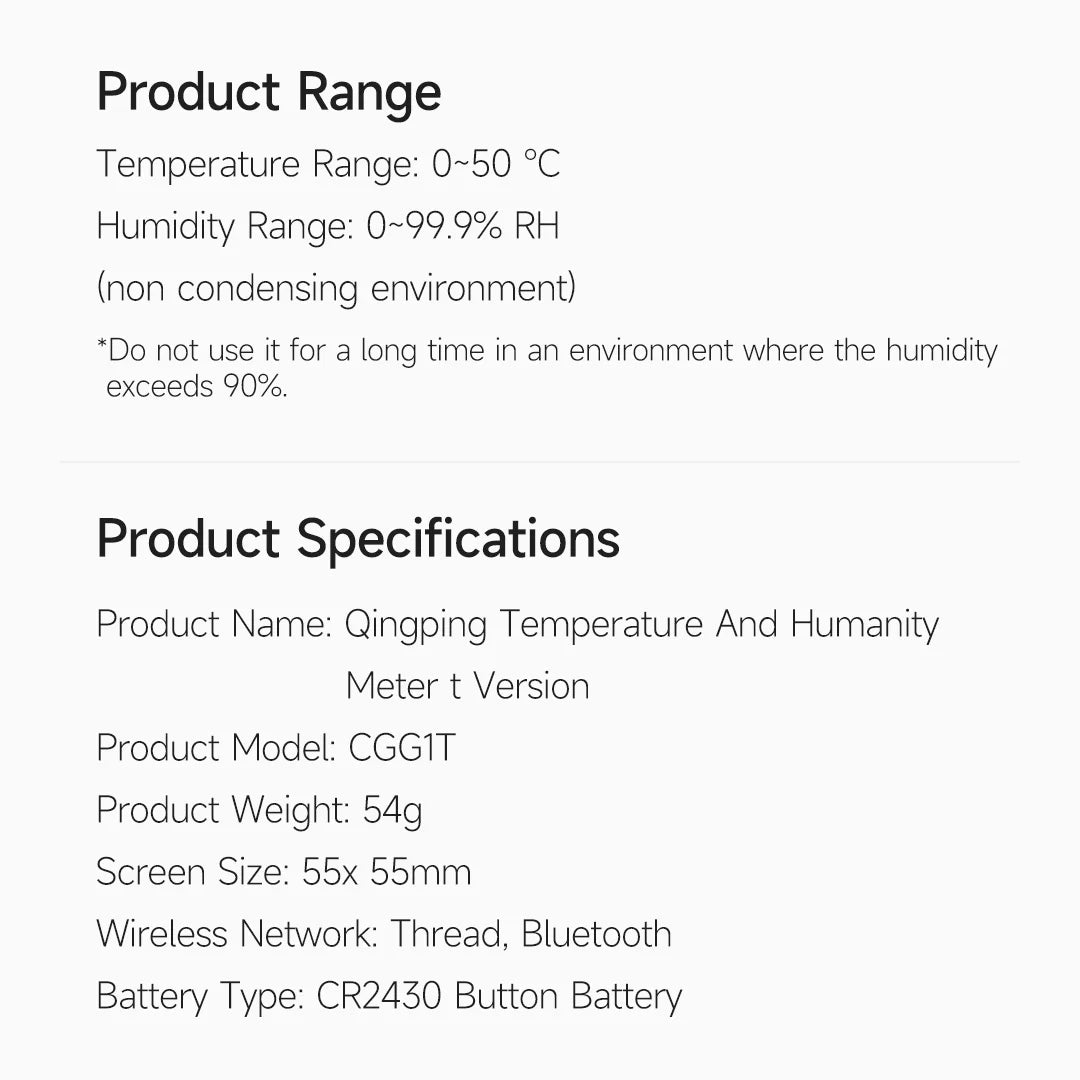 Qingping Temperature Humidity Sensor T Version Thread/BLE High-precision Indoor E-Link INK Thermometer work with Apple HomeKit