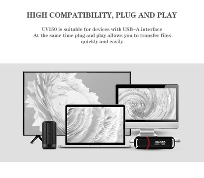ADATA UV150 USB Flash Drive 16gb 32gb 64gb 128gb 256gb USB3.2 Flash Pen Drive applies to all USB-A Device Pendrive 100% Original