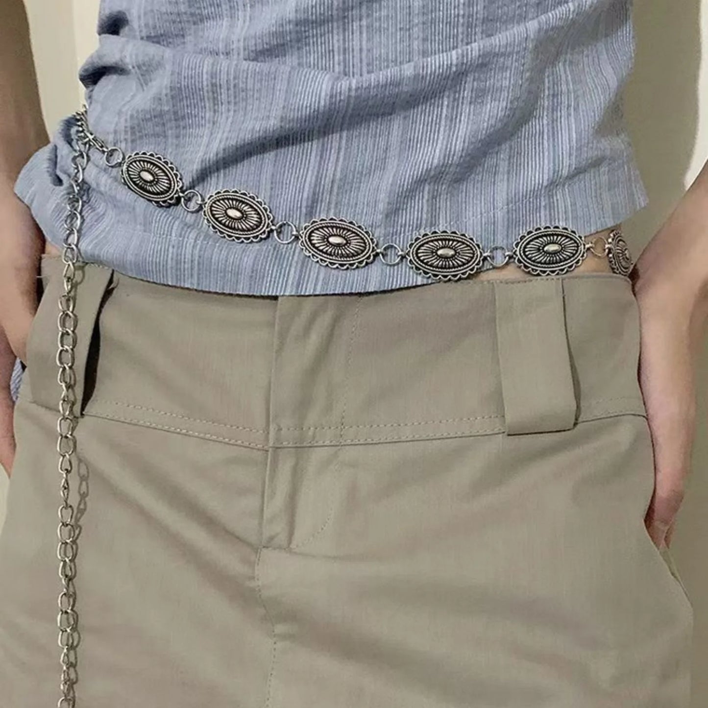 Retro Versatile Ethnic Style Metal Bohemian Waist Chain Belt For Women Fashion Sweater Chain Waist Seal Body Decor Accessories
