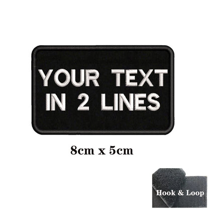 1PC Custom Name Patch Stripes Badge Iron On Or Hook Loop Black 8X2.5cm 8x5cm 10x2.5cm 10x4cm 12x2.5cm 15x5cm 20x7cm 25x8cm