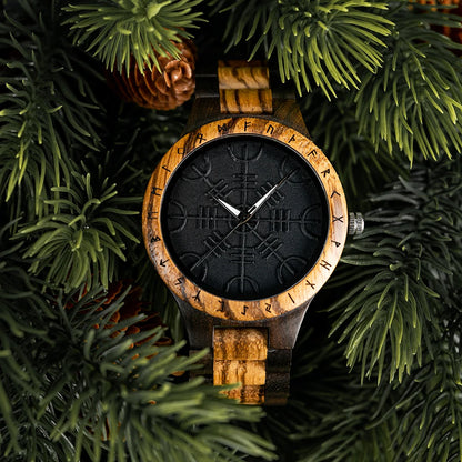 BOBO BIRD Wood Watches Relogio Masculino Watch for Men Viking Warriors Symbol Relojes Para Hombre часы мужские Logo Custom