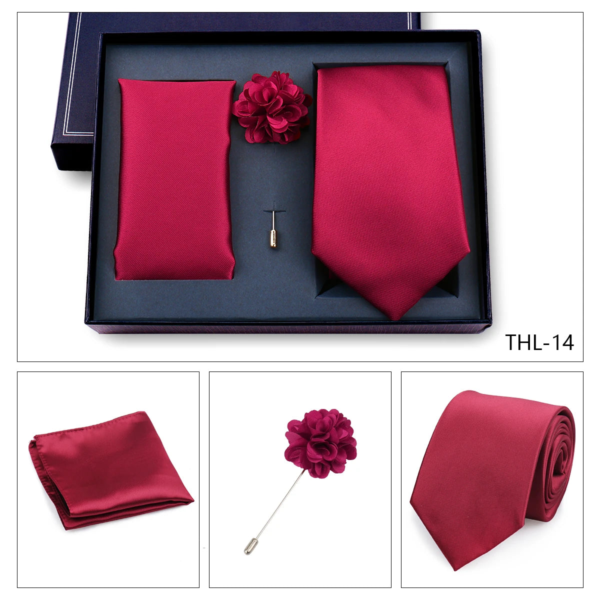 Elegant Ties For Men Classic Paisly Neck Tie Pocket Square Brooch Set With Gift Box Mens Business Wedding Suit Accessories