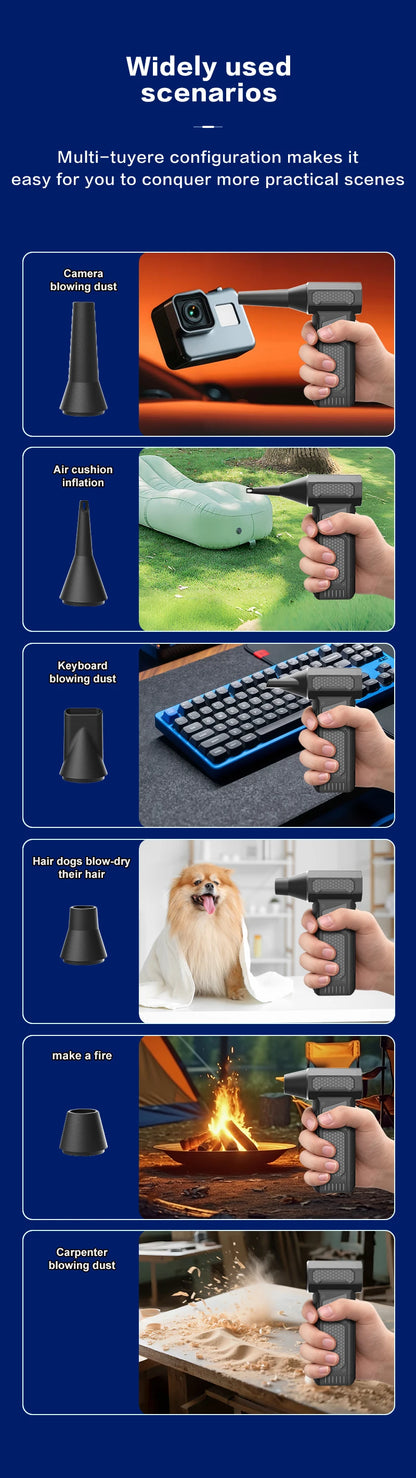 2026 High Power Jet Dry Blower Mini Turbo Fan Electric Air Duster Cordless PC Keyboard Cleaner Car Drying 2600mAh LED Display