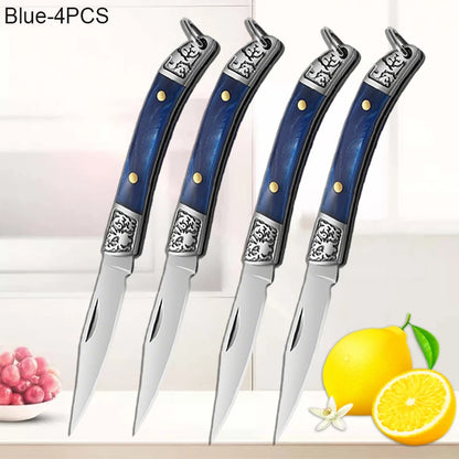 Stainless Steel Mini Pocket Knife Fruit Paring Knife with Non-slip Handle Multifunctional Folding Knife for Household Cooking