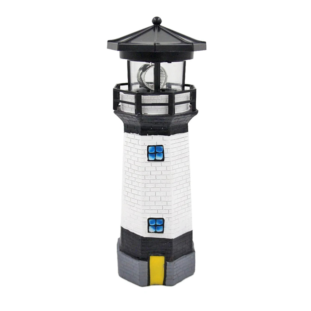 Lighthouse Shape Solar LED Light Garden Fence Yard Outdoor Adornment Smart Sensor Beacon Rotating Lamp Solar Light Decor