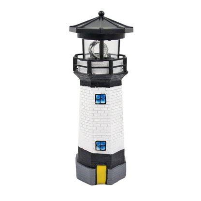 Lighthouse Shape Solar LED Light Garden Fence Yard Outdoor Adornment Smart Sensor Beacon Rotating Lamp Solar Light Decor
