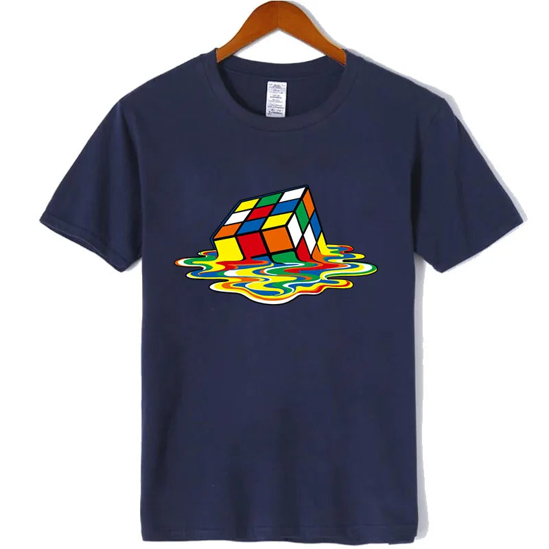Summer Men's T-shirt High Quality Cotton Blend Magic Square Printing O-neck For Men Tees Casual Cool Hip Hop Short Sleeved Tops