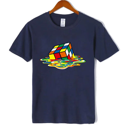 Summer Men's T-shirt High Quality Cotton Blend Magic Square Printing O-neck For Men Tees Casual Cool Hip Hop Short Sleeved Tops
