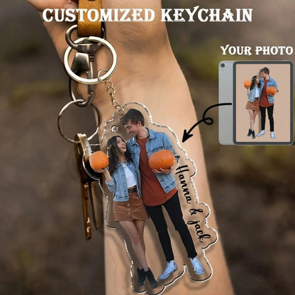Custom Photo & Text Acrylic Keychain, Personalized Irregular Cutout Portrait Key Ring, Customized Couple Memorial Bag Charm Gift