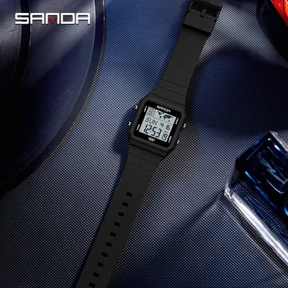 SANDA 2217 Sports Fashion Men Electronic Watches Multifunction Alarm Clock Countdown Luminous Waterproof Men's Digital Wristwatc