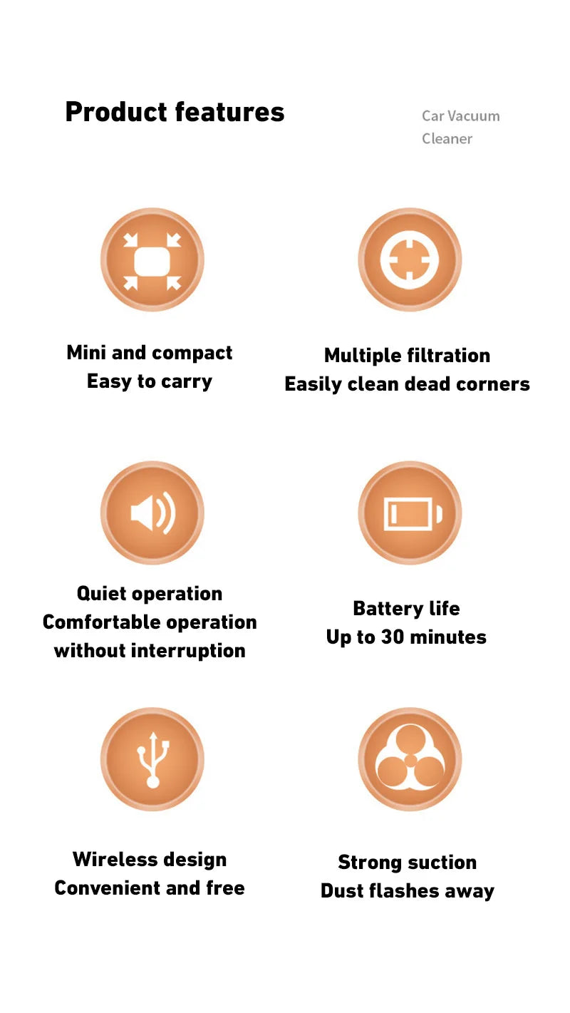 690000Pa Wireless Car Vacuum Cleaner 120W 1200mAh High-power Vacuum Cordless Handheld Auto Portabale Vacuum Cleaner 2026