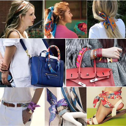 Summer New Animal Design Elephant Female Decoration Twill Silk Scarf Long Ribbon Binding Bag Silk Ribbon Hair Belt Small Scarf