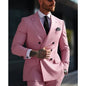 Sage Green Men's Wedding Suits Solid Color 2 Piece Daily Double Breasted Six-buttons Blazer Pants Formal Business Suit Set