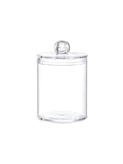 Small Clear Acrylic Qtip Holder Dispenser for Cotton Swabs Balls Pads Floss Picks - Vanity Makeup Storage Box Organizer